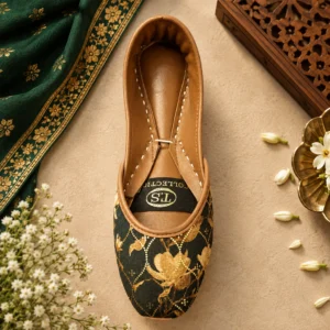 All Leather Khussa Digital Print (Dark Green)