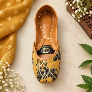 All Leather Khussa Digital Print (Yellow)