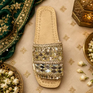 Leather Handmade Chappal (Golden)