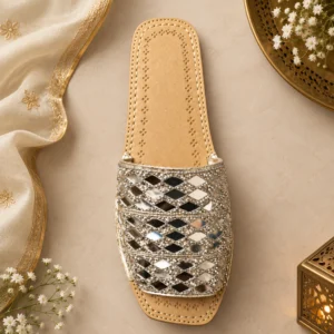 Leather Handmade Chappal (Silver color)