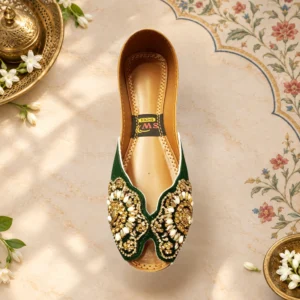 Fancy Handmade Warm Khussa  (Dark Green)